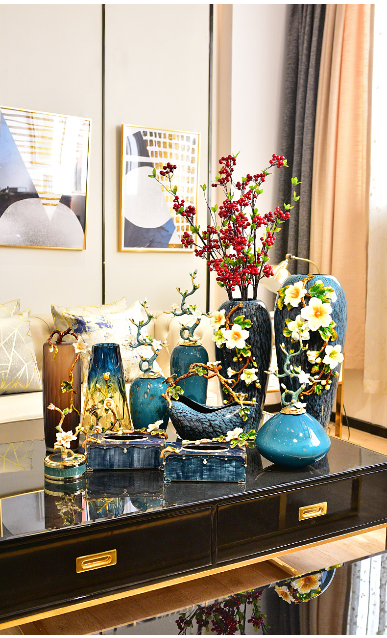 TV ark, beside the ground high - end key-2 luxury furnishing articles colored enamel household act the role ofing is tasted great vase enamel porcelain decoration in the sitting room