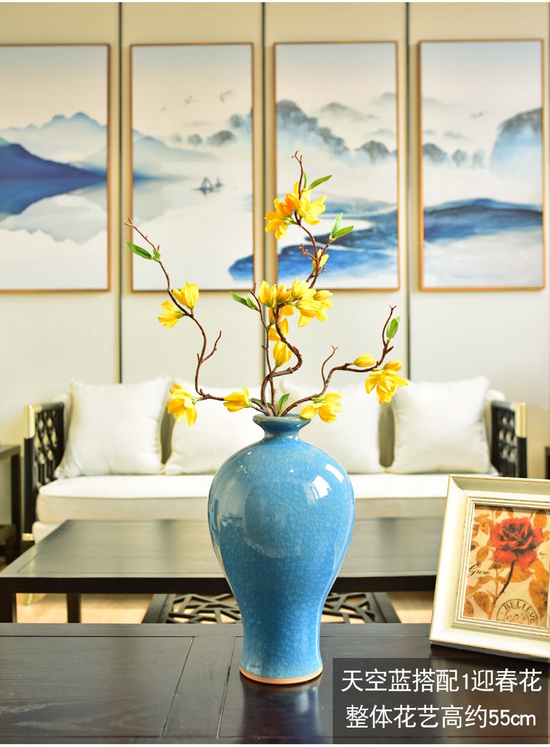 Jingdezhen ice crack glaze furnishing articles ceramic vases, new Chinese style home decoration jun study zen, the sitting room porch
