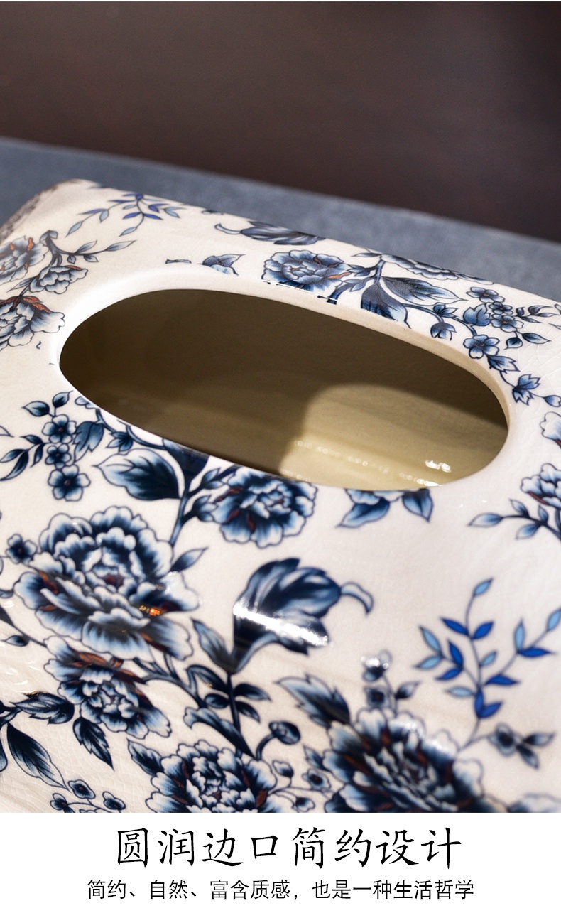 Three - piece ceramic bowl of new Chinese style new classic tea table table furnishing articles blue - and - white decoration home decoration restoring ancient ways