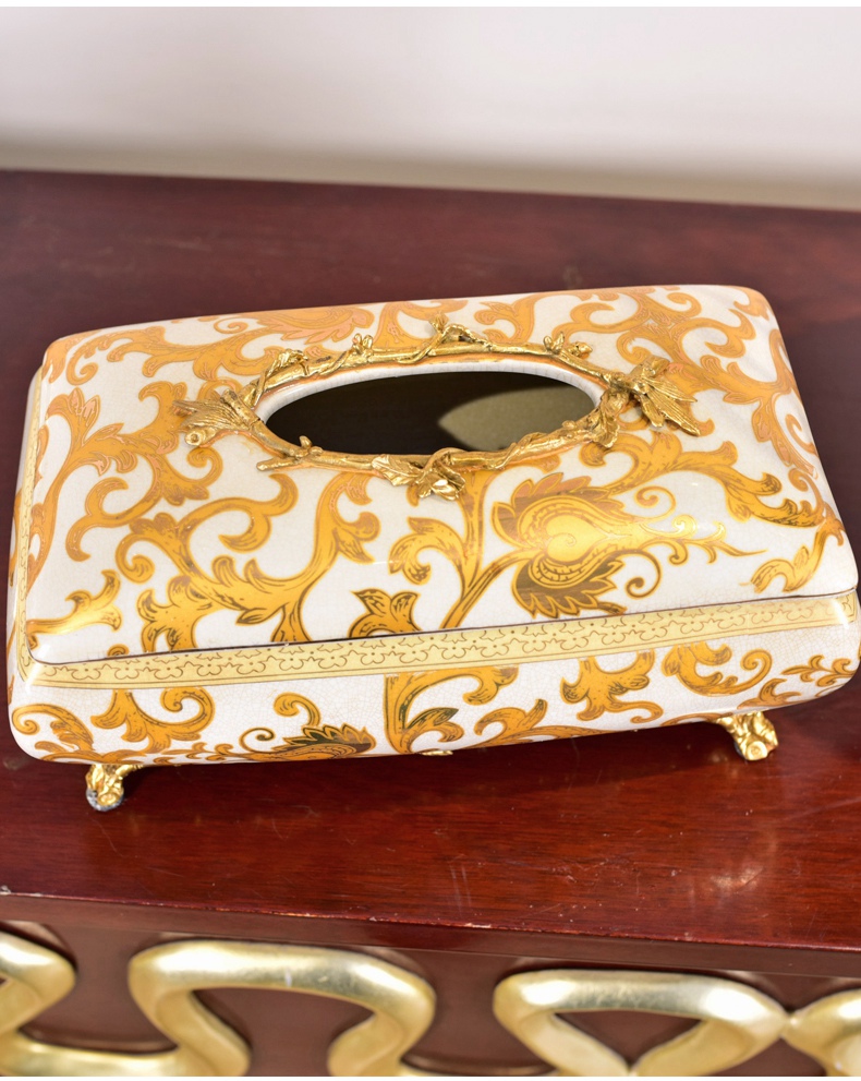 American retro light and decoration ceramics with copper tissue boxes sitting room key-2 luxury restaurant decorated with tea table smoke carton paper box