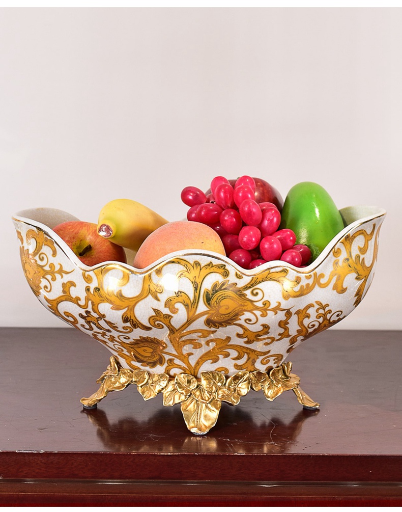 American high - end key-2 luxury ceramic fruit tray for the dish furnishing articles home sitting room tea table with copper 'lads' Mags' including nuts the receive a case