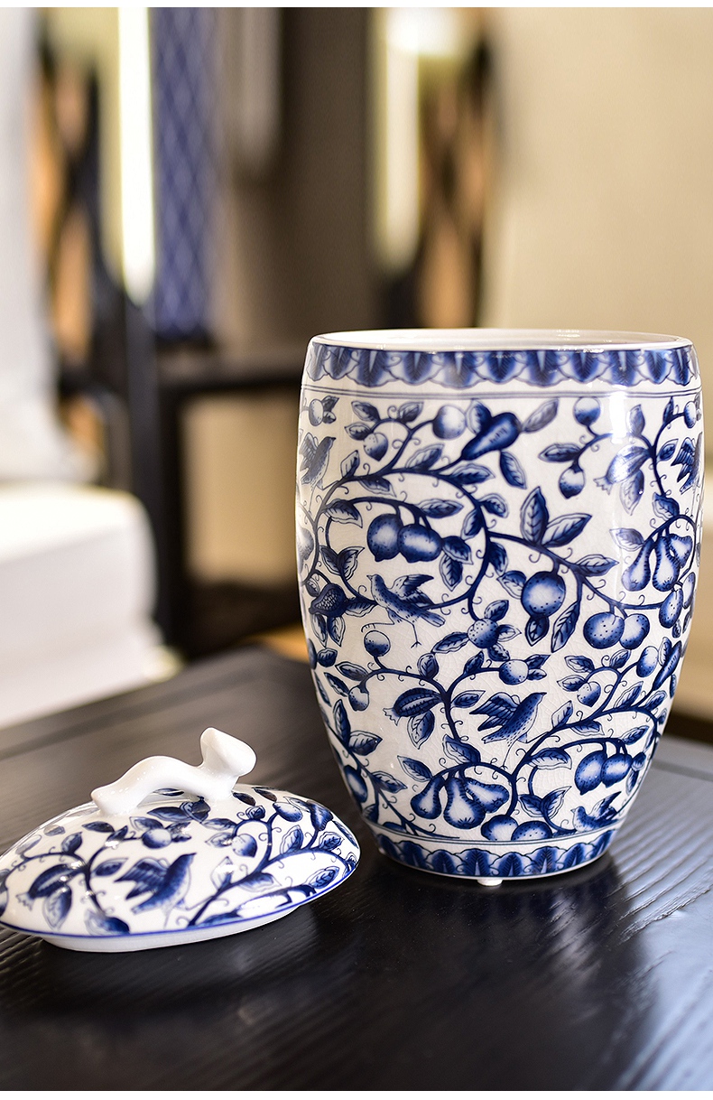 New Chinese style creative furnishing articles receive blue and white porcelain ceramic pot sitting room porch rich ancient frame home decoration decoration