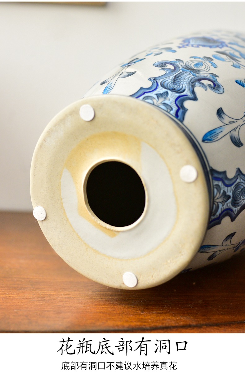 New Chinese style ceramic zen furnishing articles of jingdezhen blue and white porcelain vase table sitting room porch decoration flower arranging TV ark