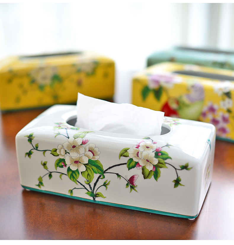 New Chinese style ceramic pump cartons household American desktop paper suction boxes sitting room adornment napkin tissue box furnishing articles