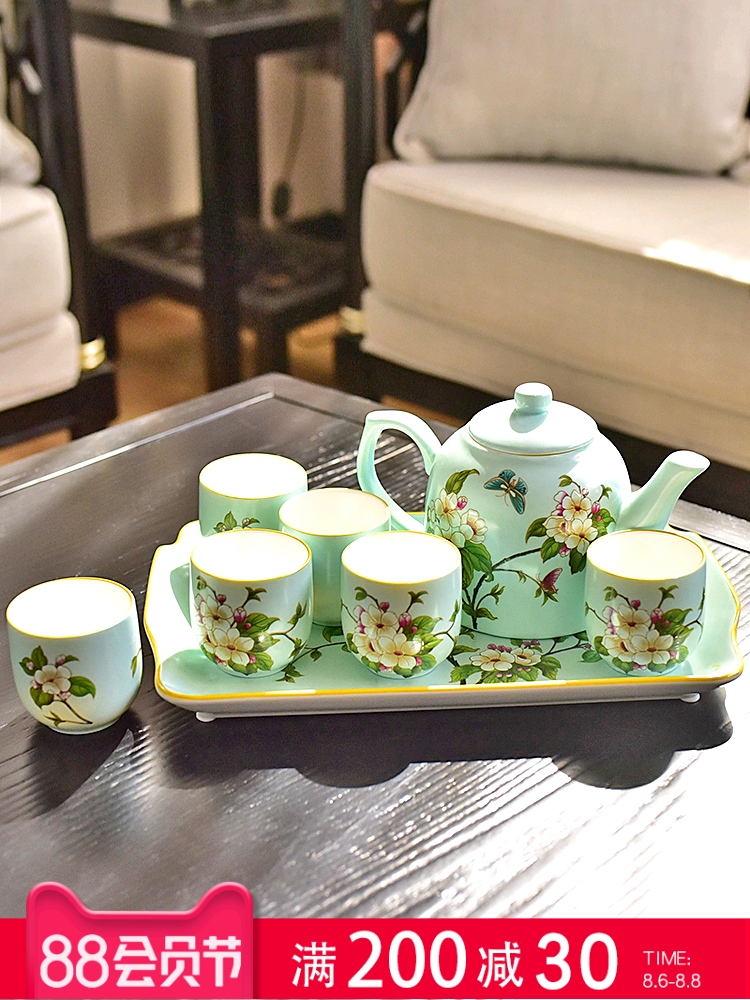 American ceramic tea set Coffee set New Chinese afternoon tea Kung Fu tea Cold water pot Living room tea table ornaments