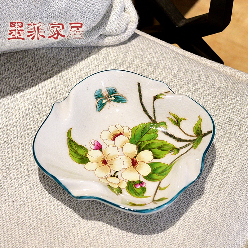 New Chinese Ceramics Smoking Ash Trays Creativity Personality Dining Room Dried Fruit Sauces American Living-room Home Tobacco Cylinder Tea Spot Tray