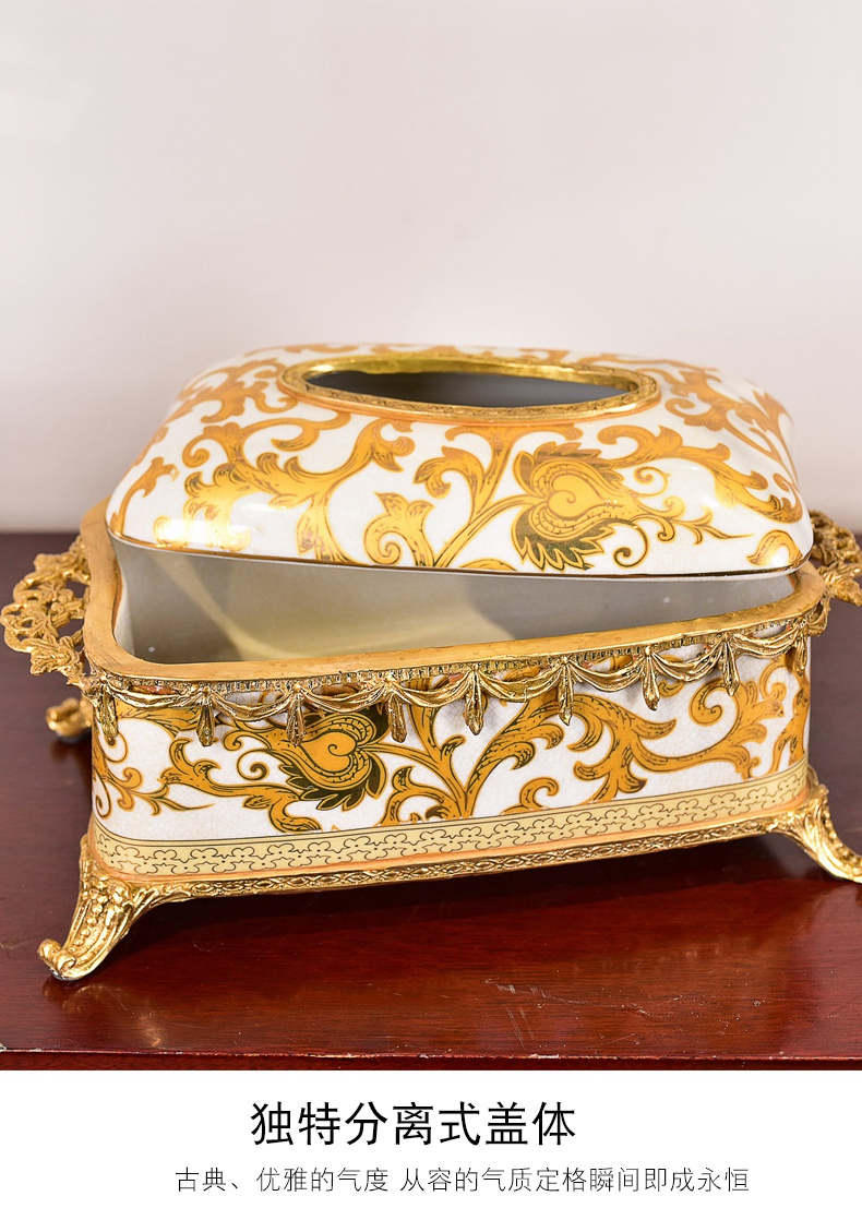 European American light much wind high - end ceramic decorative paper tissue box sitting room dining - room tea table suction box for carton furnishing articles