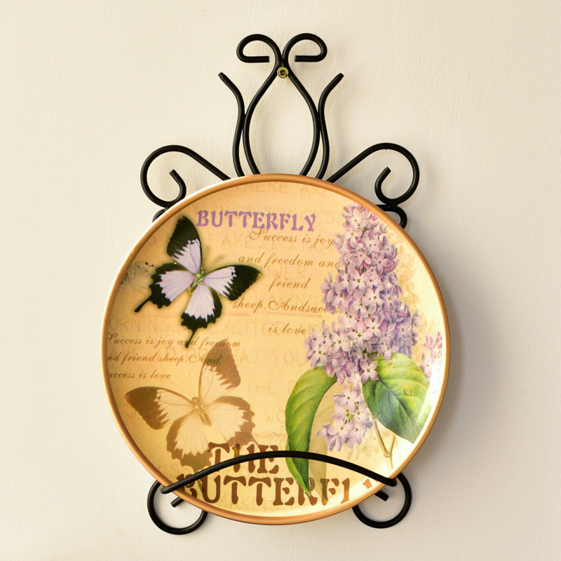 Eurostyle Iron Art Ceramic Hanging Disc Wall Decoration Wall Decoration American Countryside Living Room Genguan Creative Wall Decoration Wall-mounted Pieces