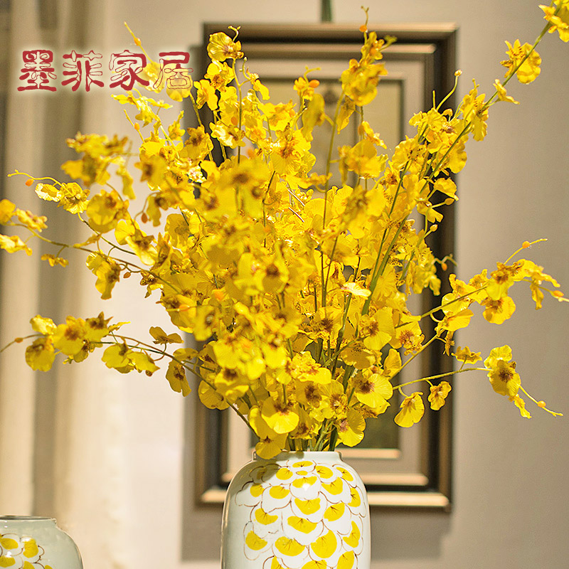 Dancing Lan Emulation Flowers High Quality American Bouquet Silk Flowers Living-room Fake Flower Illustrator Vase Floral Drying Floral Decoration Pendulum Decoration