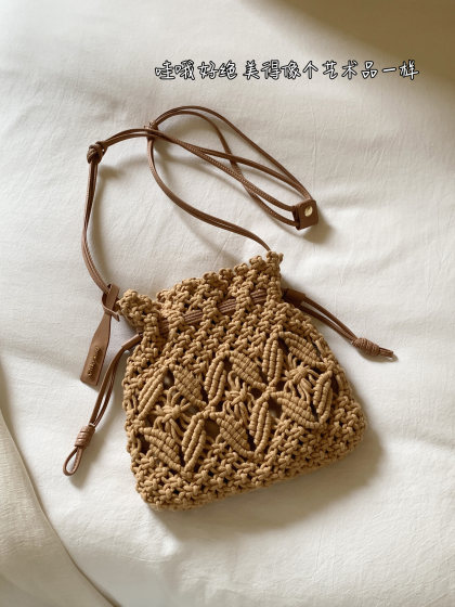 南风Chio2nd 麻屋小镇水桶包包女春夏休闲小众编织包单肩斜挎包