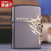 Original zippo Lighter Genuine Black Ice Antique Silver Side Cross Limited Edition Windproof zppo Lighter for men