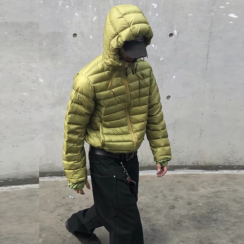 Outdoor Lightweight Green Ribbed down Jacket for Women, 2026 Winter New Style, Hooded Loose-Fitting White Duck down Couple's Coat Outdoor Lightweight Green Ribbed down Jacket for Women, 2026 Winter New Style, Hooded Loose-Fitting White Duck down Couple's Coat