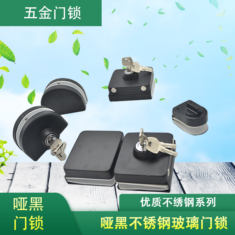 Matt glass door lock push-pull glass lock double door free bore stainless steel shop central lock single door double door lock