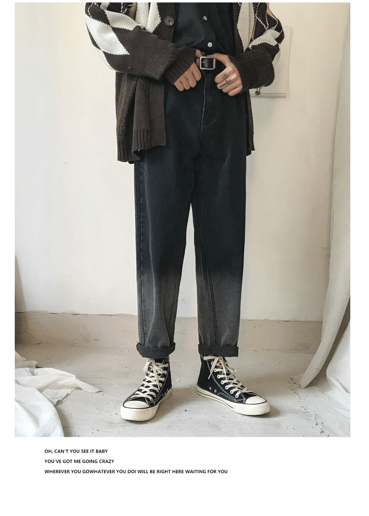 Tide shop 2018 thu đông phiên bản Hàn Quốc mới của xu hướng quần jeans nam hoang dã gradient chín điểm quần áo nam