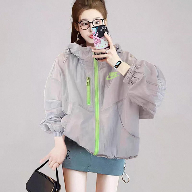 Nike Nike Women's Jacket Korean Style Zip-Up Cardigan Versatile Casual Hooded Summer 2026 New Ice Silk Sun Protection Clothing