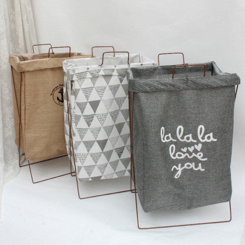 Nordic Dirty Laundry Basket Home Iron Art With Lid Clothing Basket Dirty Clothes Containing basket Folding containing barrel P17