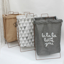 Nordic dirty clothes basket home wrought iron with cover clothes basket dirty clothes storage basket foldable storage bucket P17