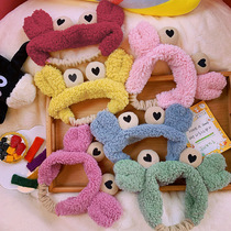 ins Net Red adult face wash hair hair belt girl heart cute crab hair hoop outside wearing Korea