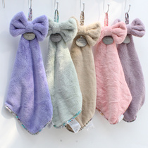 Leisure house hand towel Bow towel Cute girl portable towel Absorbent coral velvet Childrens hand towel