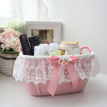 Princess wind storage box cosmetics storage box snack storage basket desktop European living room storage basket household sundries