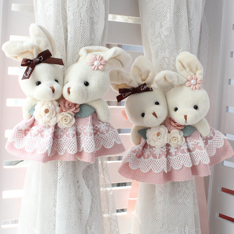 Couple rabbit curtain straps European creative curtain buckle bear curtain accessories straps a pair of fabric curtain clip A4