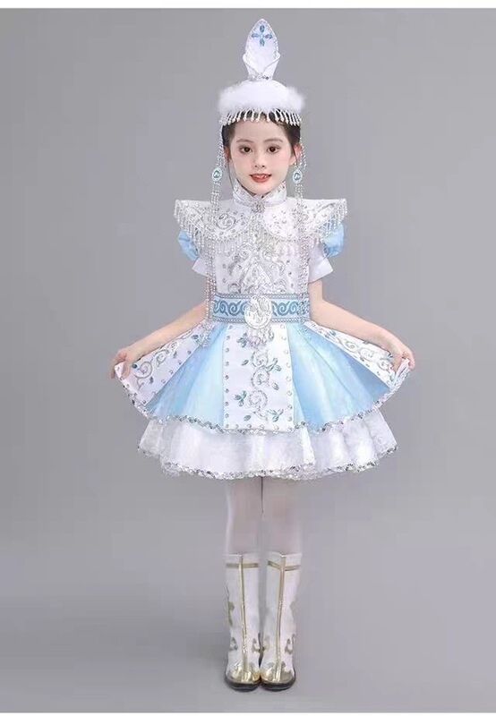 New Style Children's Mongolian Grassland Pastoral Song Spring in the Grassland Female Solo Happy Sunshine Recitation Competition Performance Costume