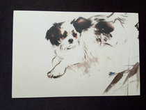 2002 Liu Jiyous famous painting appreciation postcard with Chinese zodiac sign Dog Playing Bee and Bamboo Animals