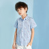 Yibei Huangcheng boy áo sơ mi ngắn tay mùa hè nước ngoài mùa hè nhỏ trẻ em cotton giản dị sọc áo phiên bản Hàn Quốc - Áo sơ mi đồ bộ cho bé gái Áo sơ mi