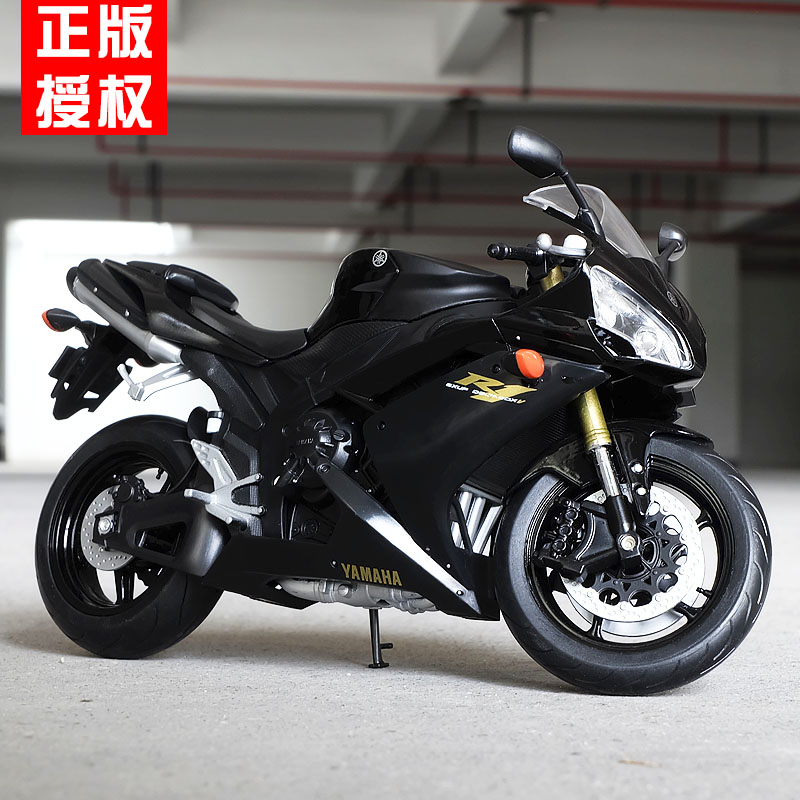 威利雅马哈R1模型 仿真1:10合金摩托车模型儿童玩具车收藏摆件