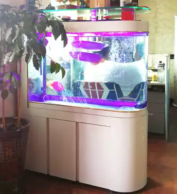 Bullet fish tank living room ecological aquarium household glass large bottom filter goldfish tank screen partition