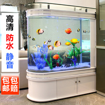 Ecological bullet fish tank Living room household bottom filter aquarium Medium-sized large glass tank screen partition free water change