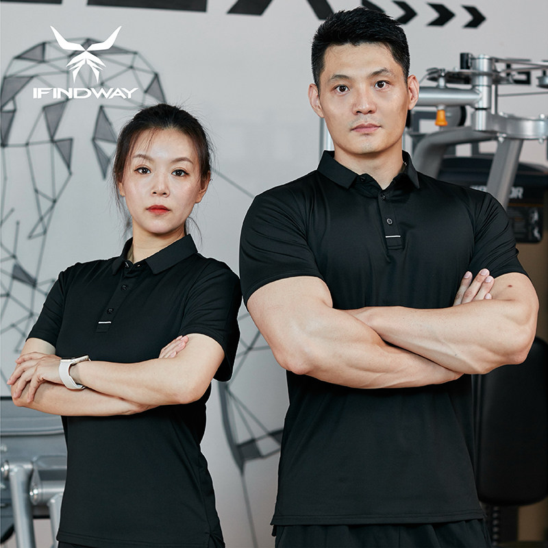 Fitness coach work clothes polo shirt men's basketball swimming training high elastic sports short-sleeved t-shirt quick-drying clothes customization