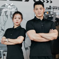 Fitness coach overalls polo shirt mens basketball swimming training high-elastic sports short-sleeved t-shirt quick-drying custom