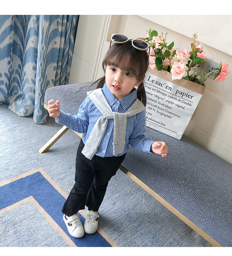 Áo sơ mi bé gái mùa thu 2018 mới quần áo trẻ em trẻ em sơ sinh 1-3 tuổi 2 bé gái sơ mi nước ngoài áo thun bé trai thu đông