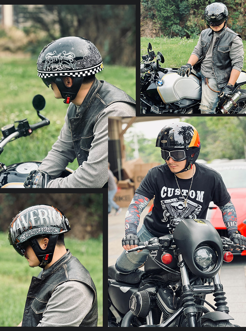 Hot-Selling Motorcycle Summer Retro Half Helmet Breathable Helmet Electric Vehicle Ultra-Light Cruiser Helmet 3C Certified Unisex Helmet