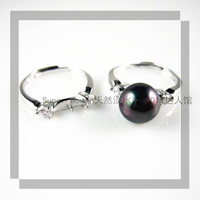 DIY Pearl Ring Accessories 925 Sterling Silver Double Zircon Open Ring Holder Hypoallergenic CJ38
