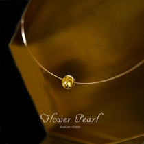 Floating Light Leap Gold 24K Gold Pearl Foot Gold 999 Road Road Pass K Gold Japan Elastic Collar Needle Ball Chain Design
