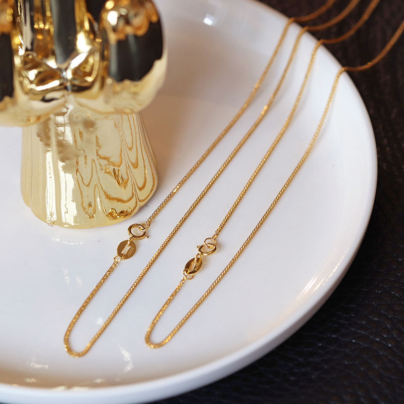 18K gold finisho chobang chain 40CM45CM 100 hitch foundation necklace lock bone chain