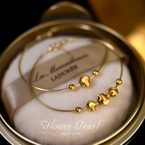 Floating light leap gold 24K gold pearl foot gold 999-way road pass K gold elastic hand ring needle ball needle type chain hand ring