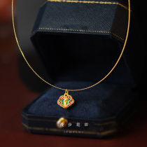 Neon Signs 24K Gold Ancient Method Burn Blue 3D Hard Gold Enamel Color Xiangyun Cat Catch Ford-card Pendant K Gold Neckline Matching