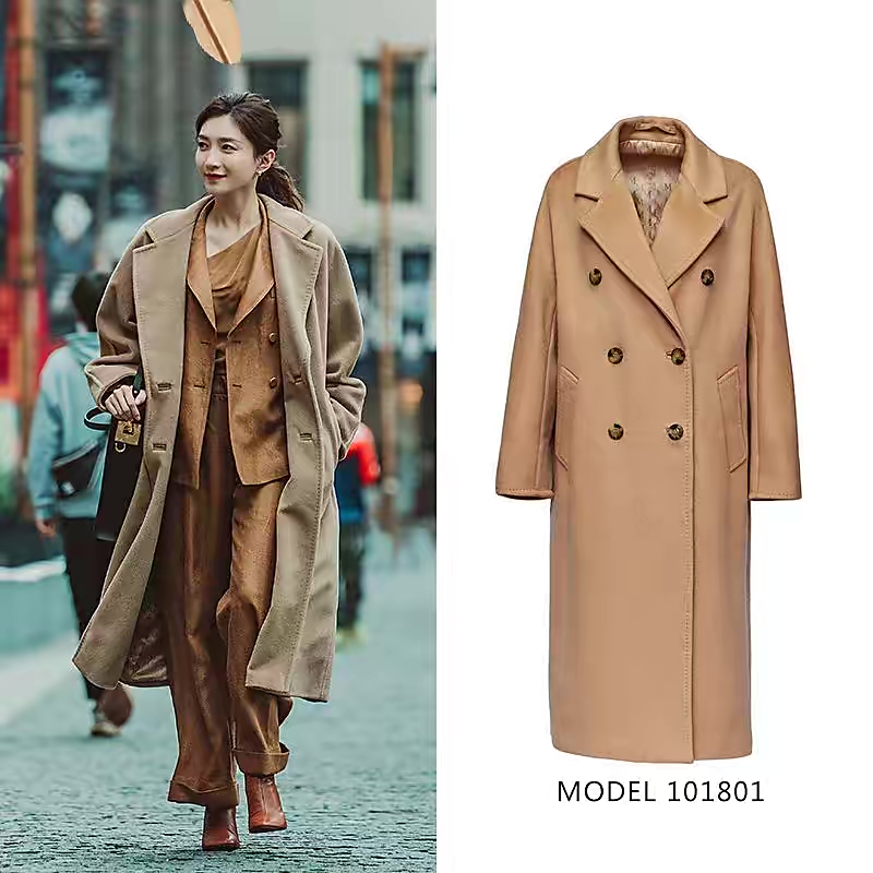 M Brand 101801 Italian Imported Double-Sided Cashmere Coat for Women, Mid-Length, 2025 New Model, Original Factory Woolen Jacket