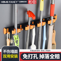 Punch-free hanging mop rack toilet mop adhesive hook bathroom hook broom hanger clip holder card holder mop clip Wall