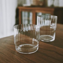 Glutinous rice porcelain) glass transparent crystal glass with vertical stripes and ultra-thin transparent glass cup