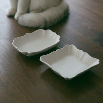 Glutinous rice porcelain) National Jingdezhen pure white small dish square snack dish tea dish saucer classical small dish