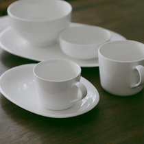Glutinous rice porcelain) National white porcelain tableware oval disc breakfast plate coffee cup noodle bowl ceramic tableware