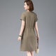 Casual cotton and linen dress for women, summer loose short-sleeved middle-aged and elderly mothers, small linen temperament and western style skirt