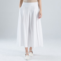 jian lou literary long college wind sen nv waist A- line skirt cotton big bust dress pleated skirt