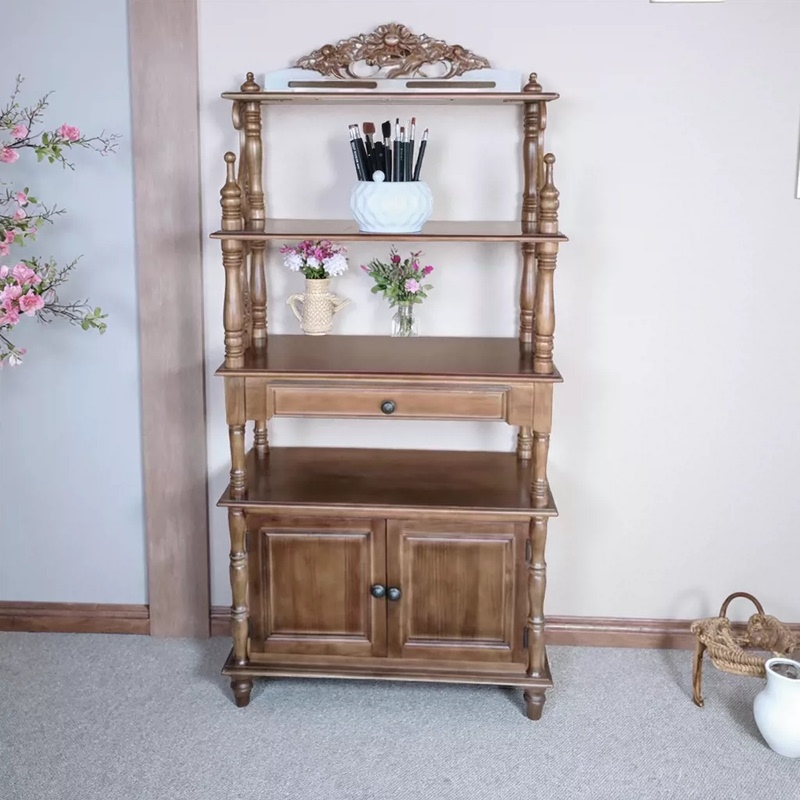 Multi-Layer Cabinet American-Style Antique Storage Bookshelf European-Style Solid Wood Floor-Standing Storage Rack Living Room Storage Wine Cabinet Display Shelf Multi-Layer Cabinet American-Style Antique Storage Bookshelf European-Style Solid Wood Floor-Standing Storage Rack Living Room Storage Wine Cabinet Display Shelf