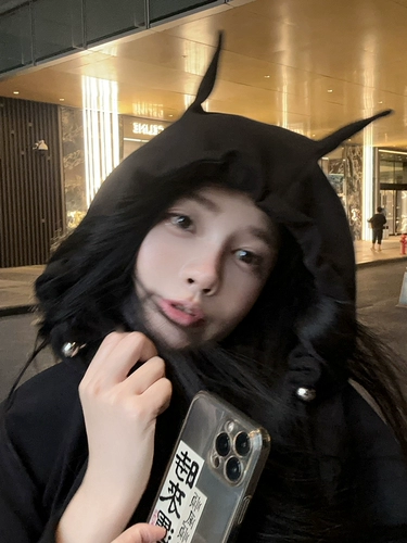 Мисс изменение [Твой маленький дьявол] Весна и осень Дженни Американская Рисование веревка свободного свитера с капюшоном