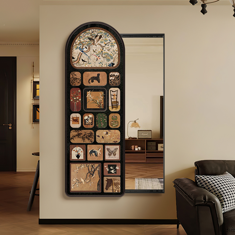 Medieval-Style Sliding Full-Length Mirror, Hidden Dressing Mirror, Invisible Decorative Painting, Concealed Entryway Mirror, Wall Hanging Painting